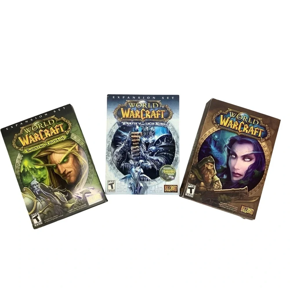 World of Warcraft PC Game 3 Set-Original W of Warcraft, 2 expansion sets